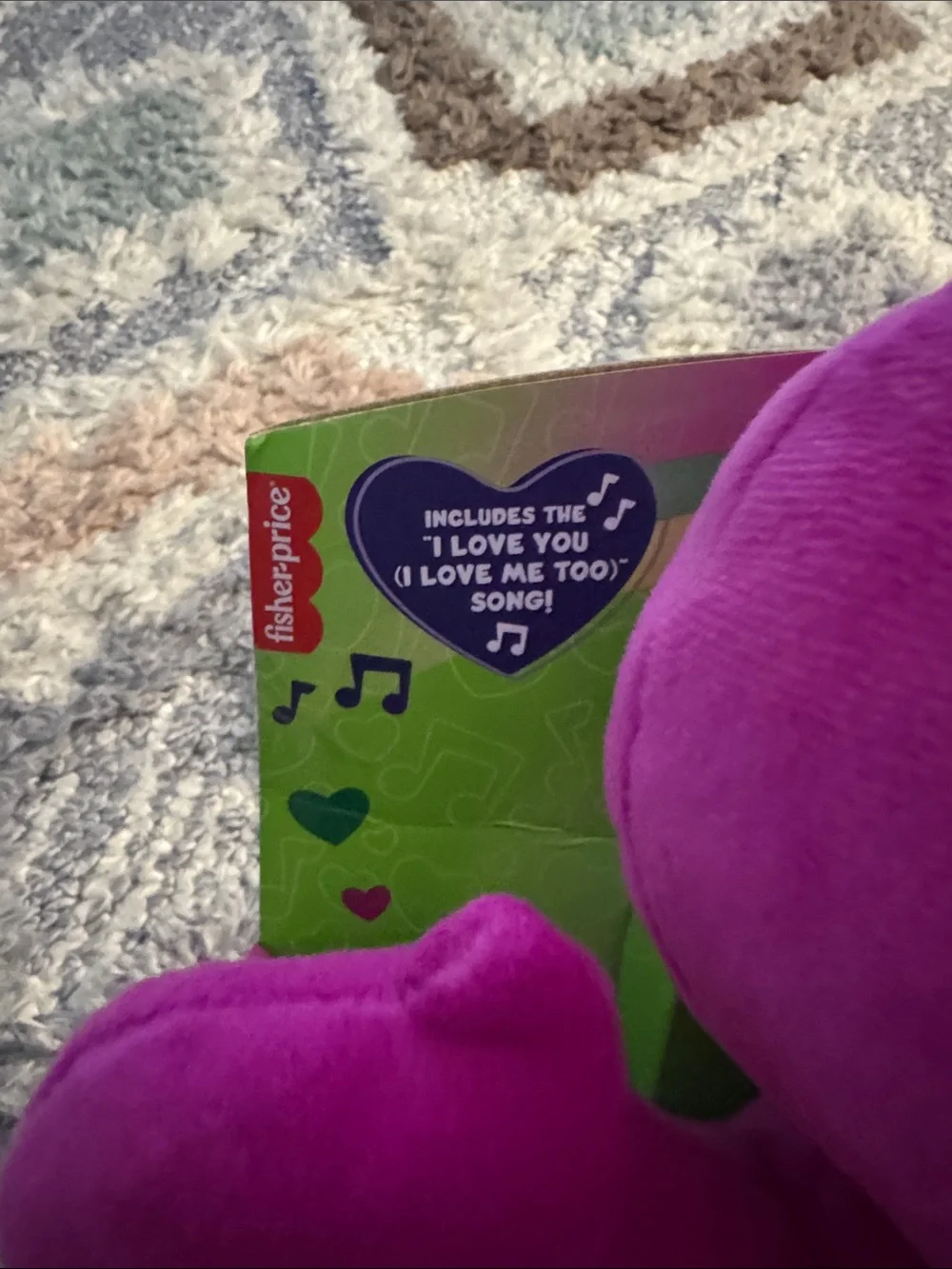 Fisher-Price  Barney Heart Glow Singing Plush - Purple and Green Block Figure